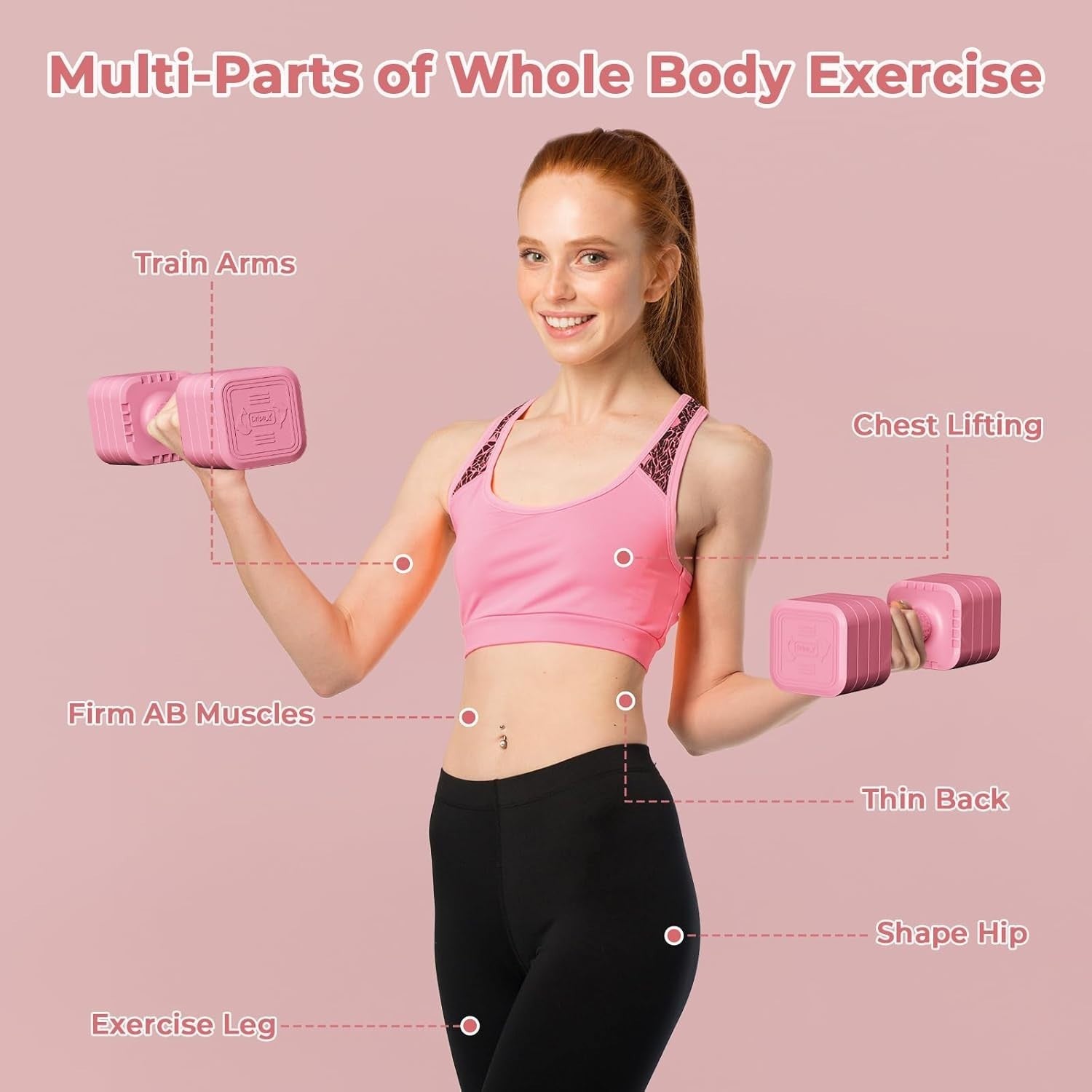 5KG Adjustable Dumbbells Pair 4-in-1 Twist Lock Non-Slip Home Gym