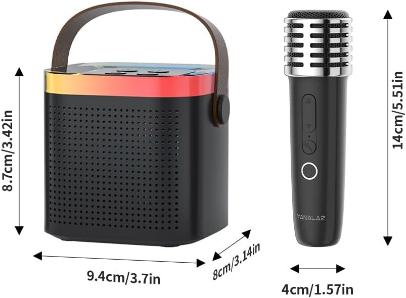 Kids Karaoke Machine 2 Wireless Mics LED Lights Blue Bluetooth