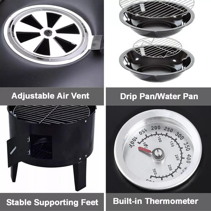 Outdoor BBQ Smoker Grill Barrel Fire Pit – Portable Charcoal Garden Grill