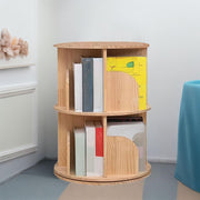360° Rotating Bookshelf 2 Tier Wooden Storage Rack Space-Saving Bookcase