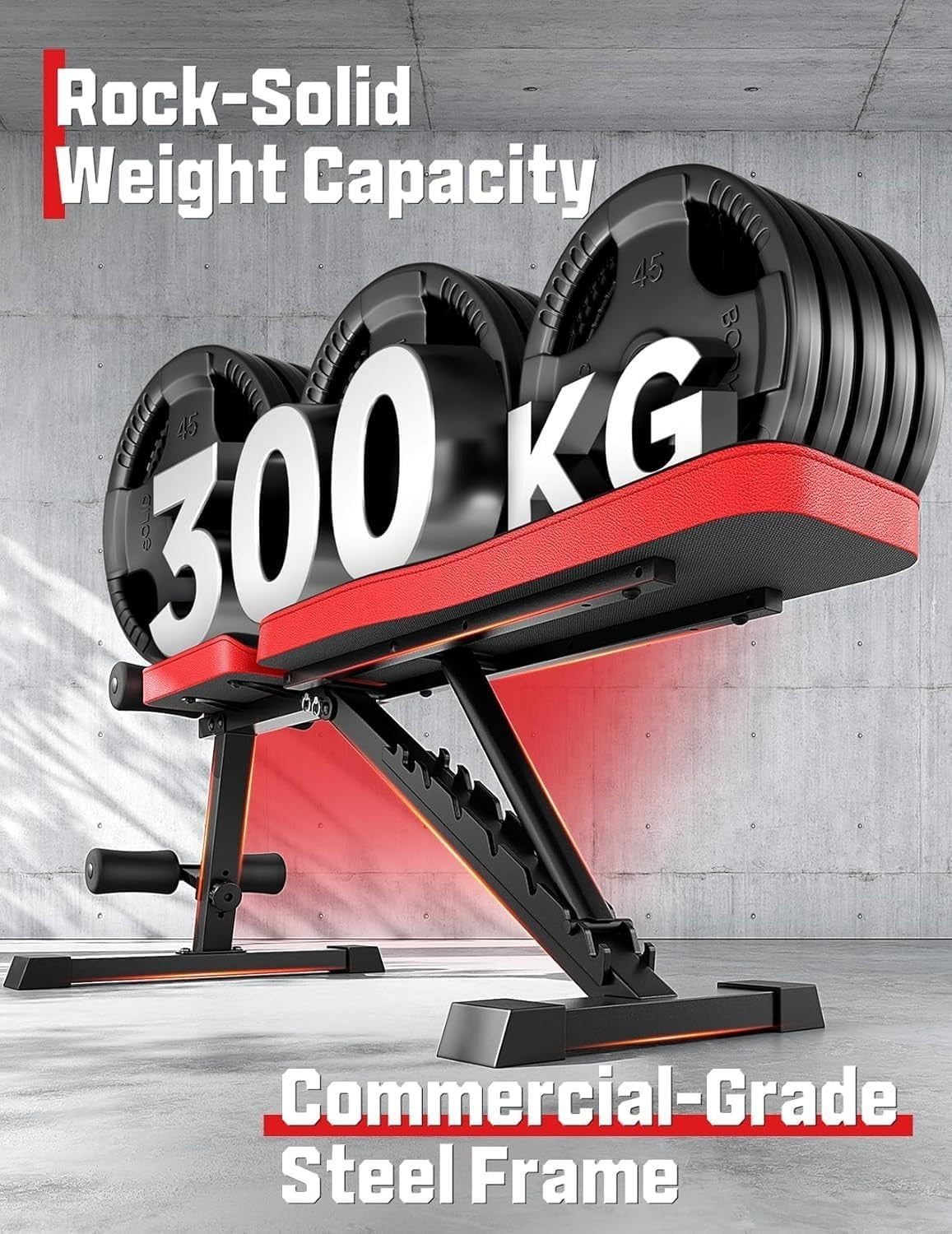 Heavy Duty Adjustable Weight Bench 300kg Foldable Incline Decline Home Gym
