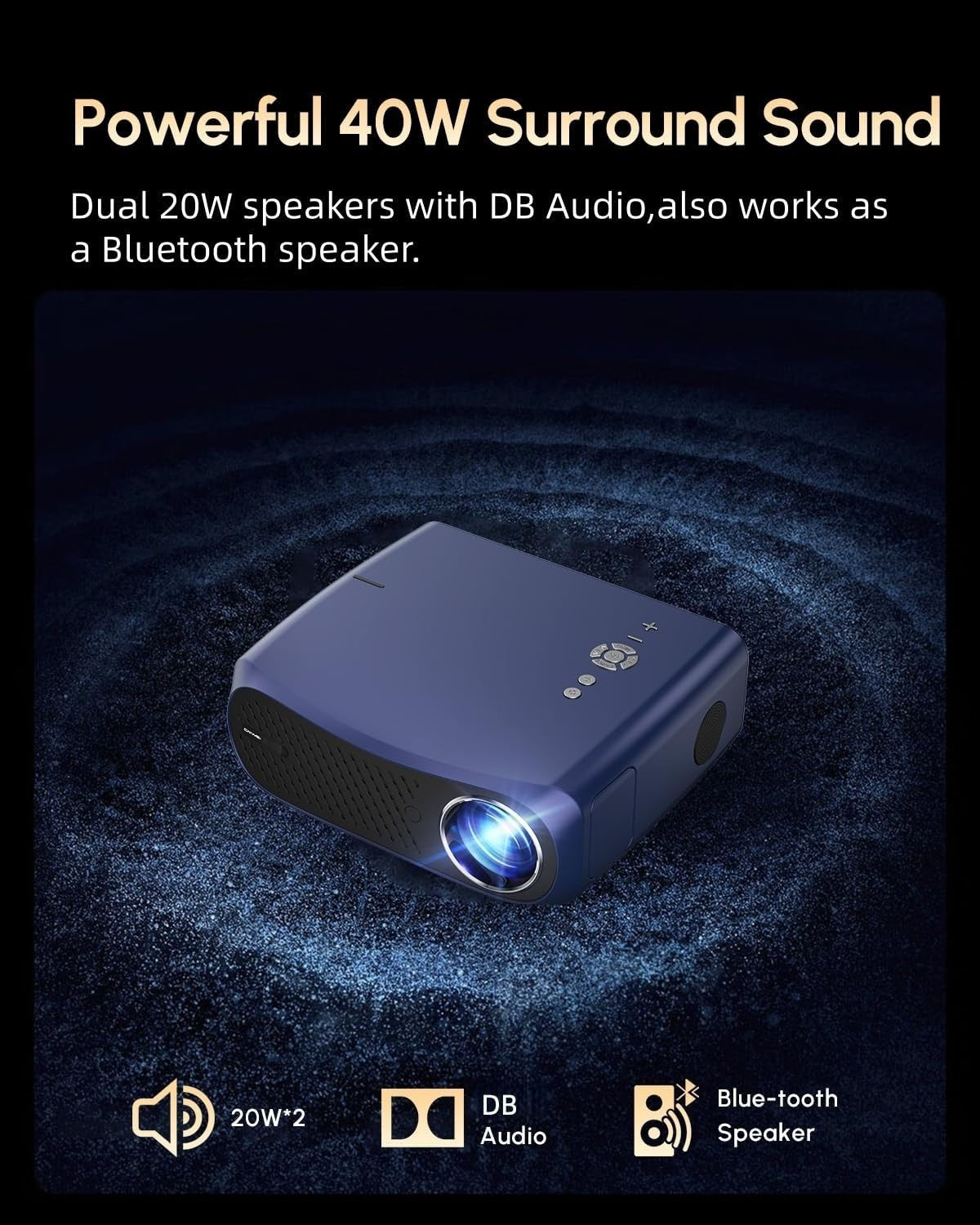 4K Smart Projector 2200 ANSI Android TV WiFi 6 Bluetooth HDR