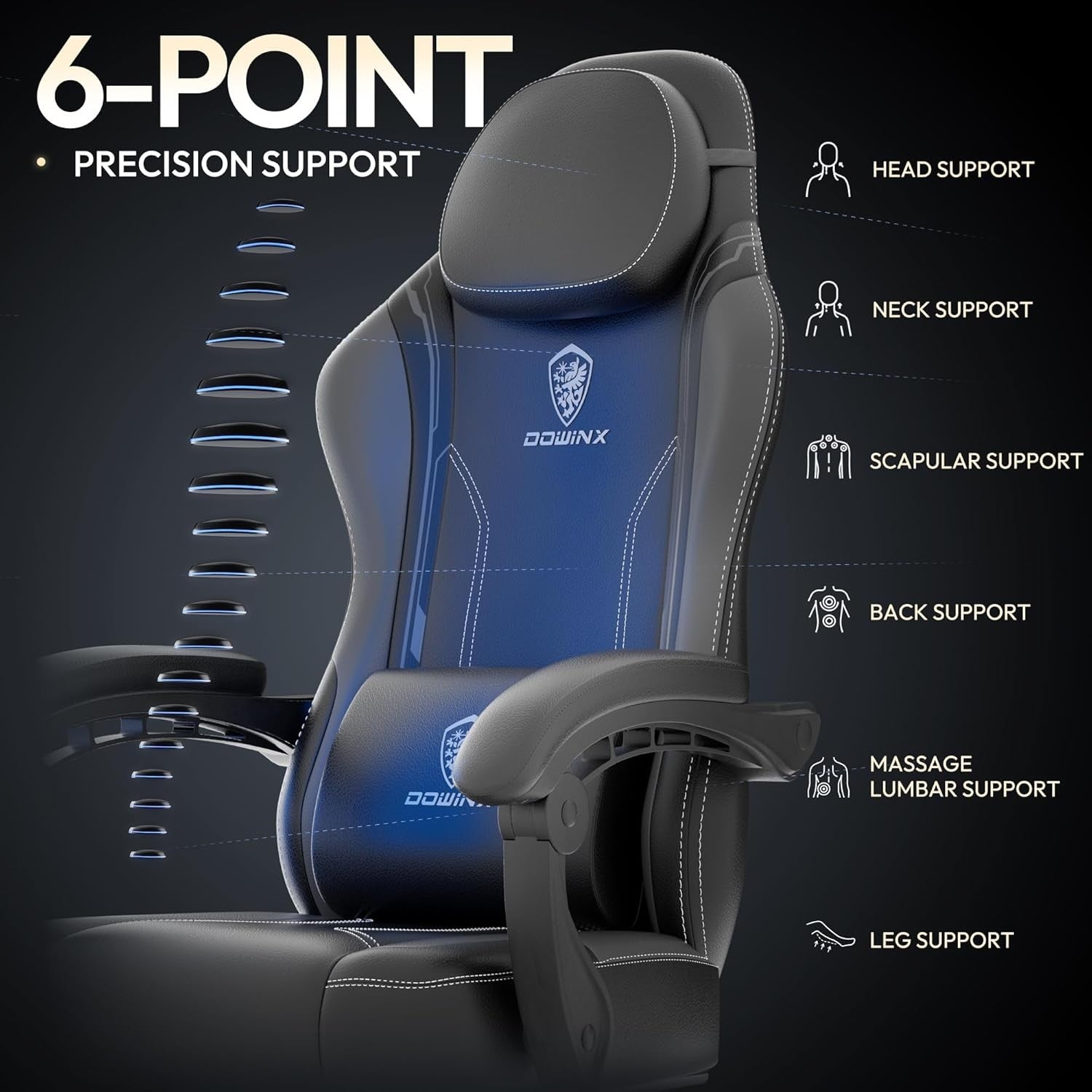 200kg Heavy Duty Gaming Chair Grey w/ Footrest Massage Support