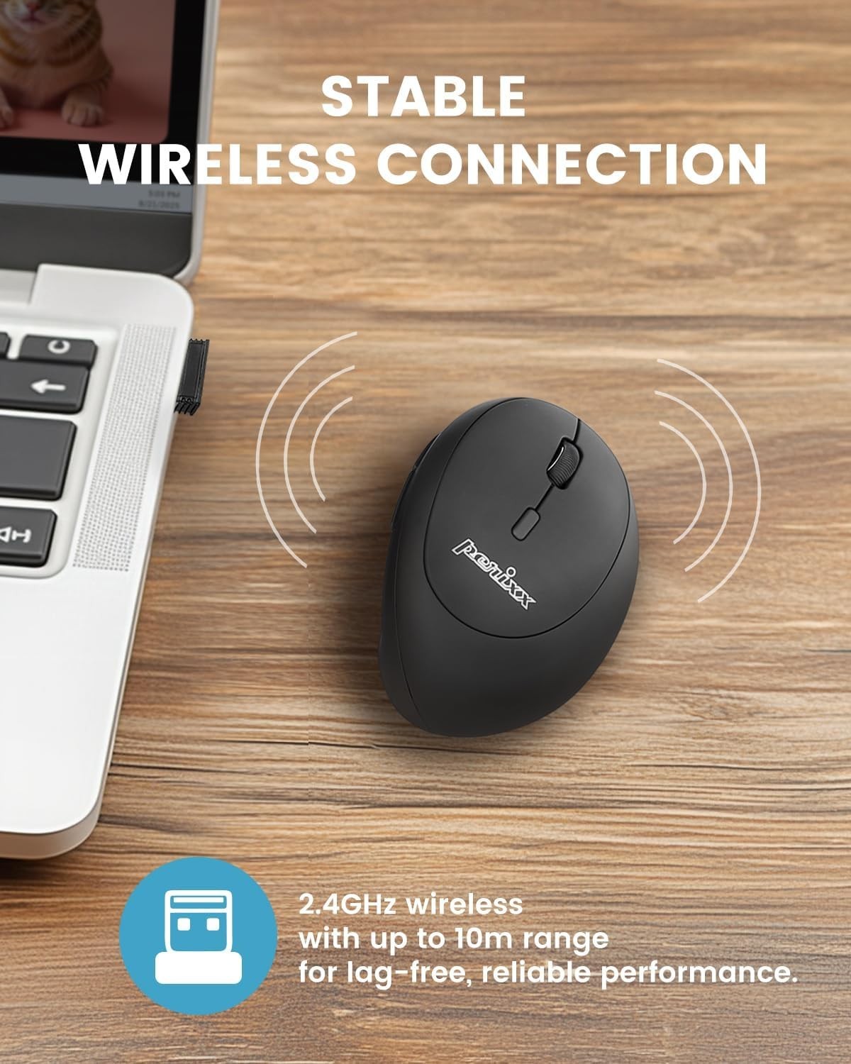 Ergonomic Vertical Mouse Wireless Rechargeable 3200 DPI RGB Dock
