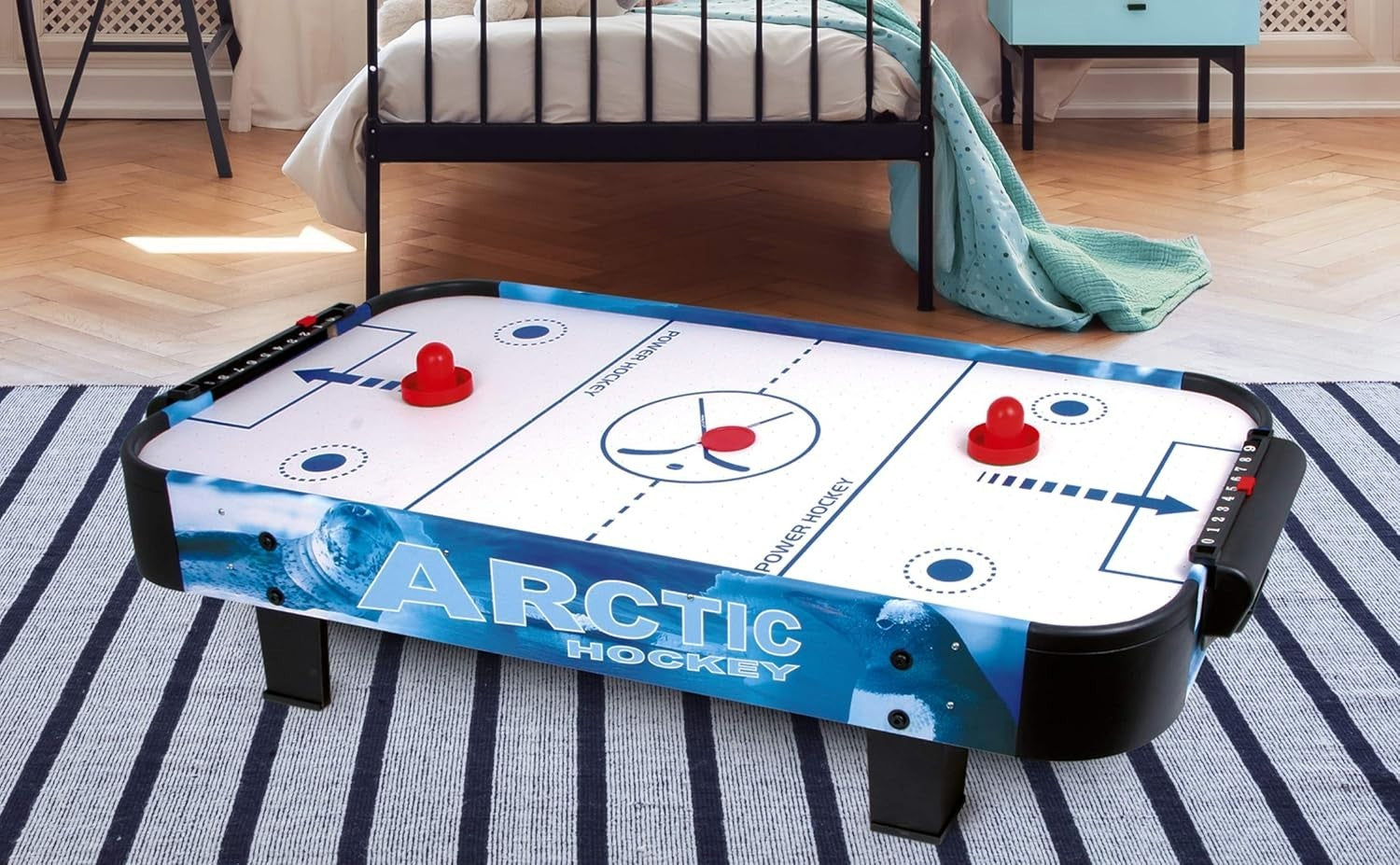 Tabletop Air Hockey Table Wooden Electric Kids Family Game Set
