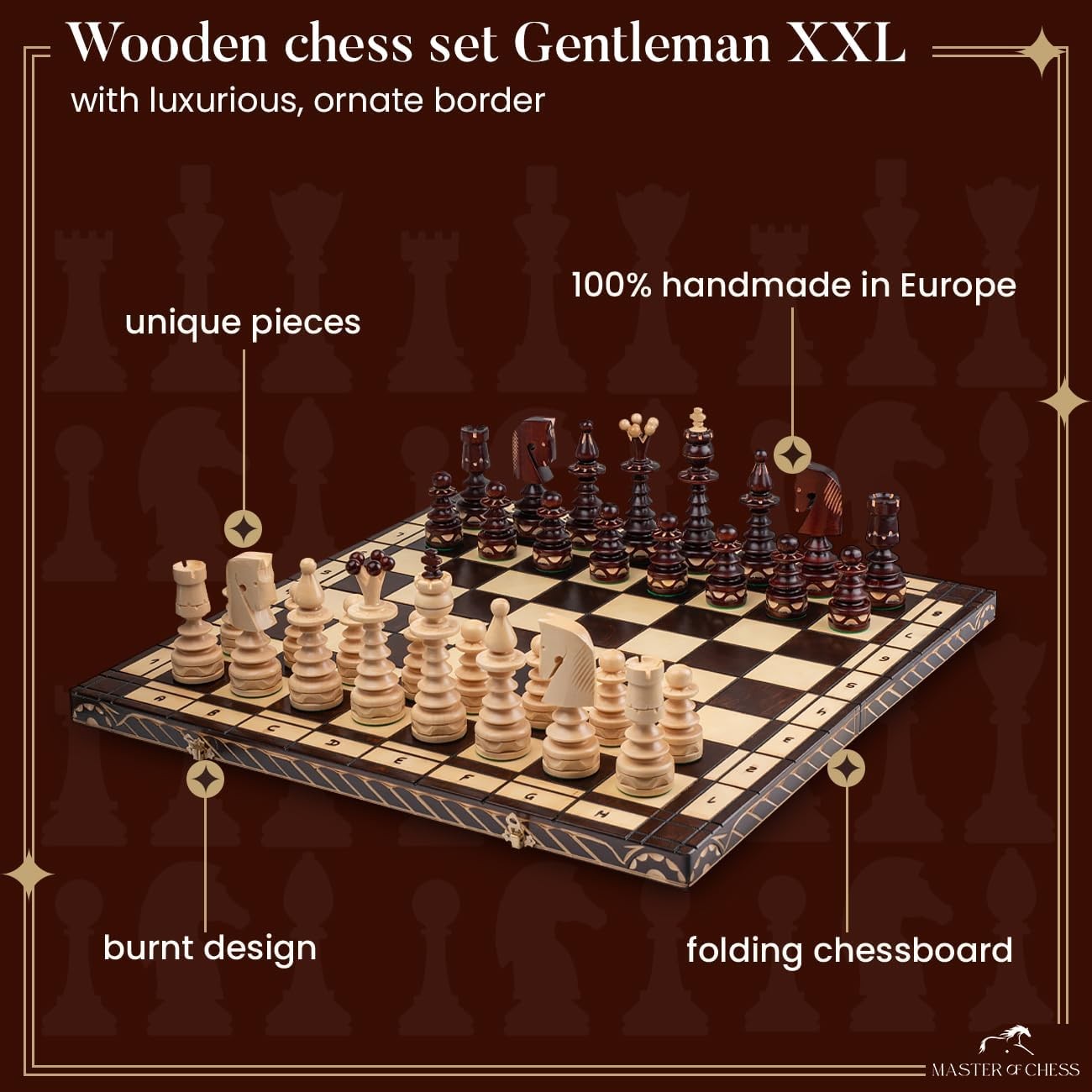 Luxury 60cm Wooden Foldable Chess Set – Large Handcrafted Board & Pieces