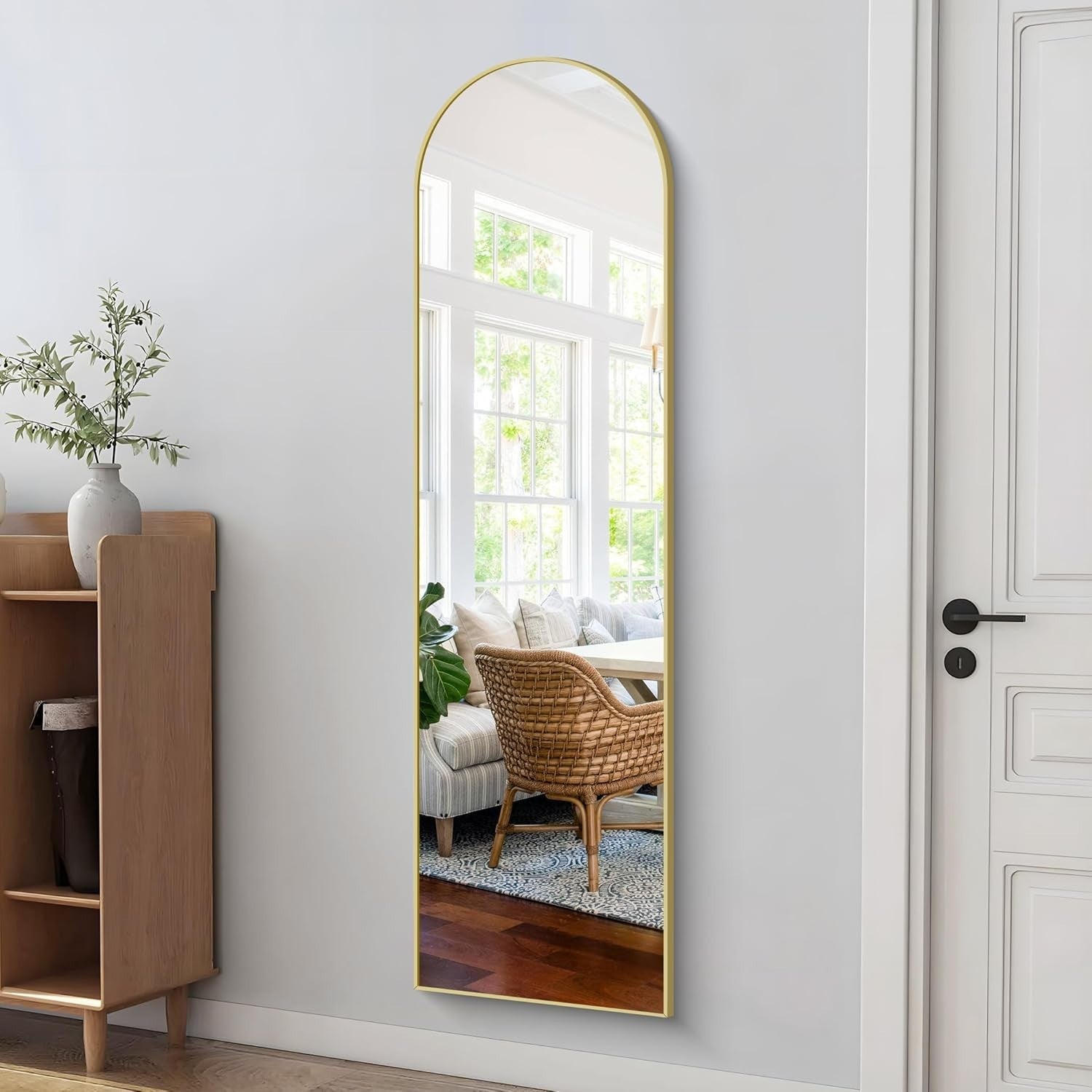 Gold Arch Full Body Mirror 150x40cm Wall Leaning Floor Mirror for Bedroom