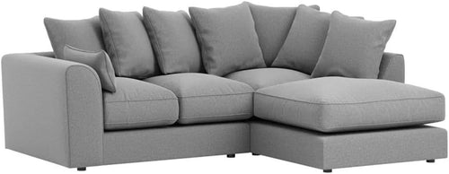 4-Seater L-Shaped Corner Sofa Light Grey Soft Fabric Curved Arm