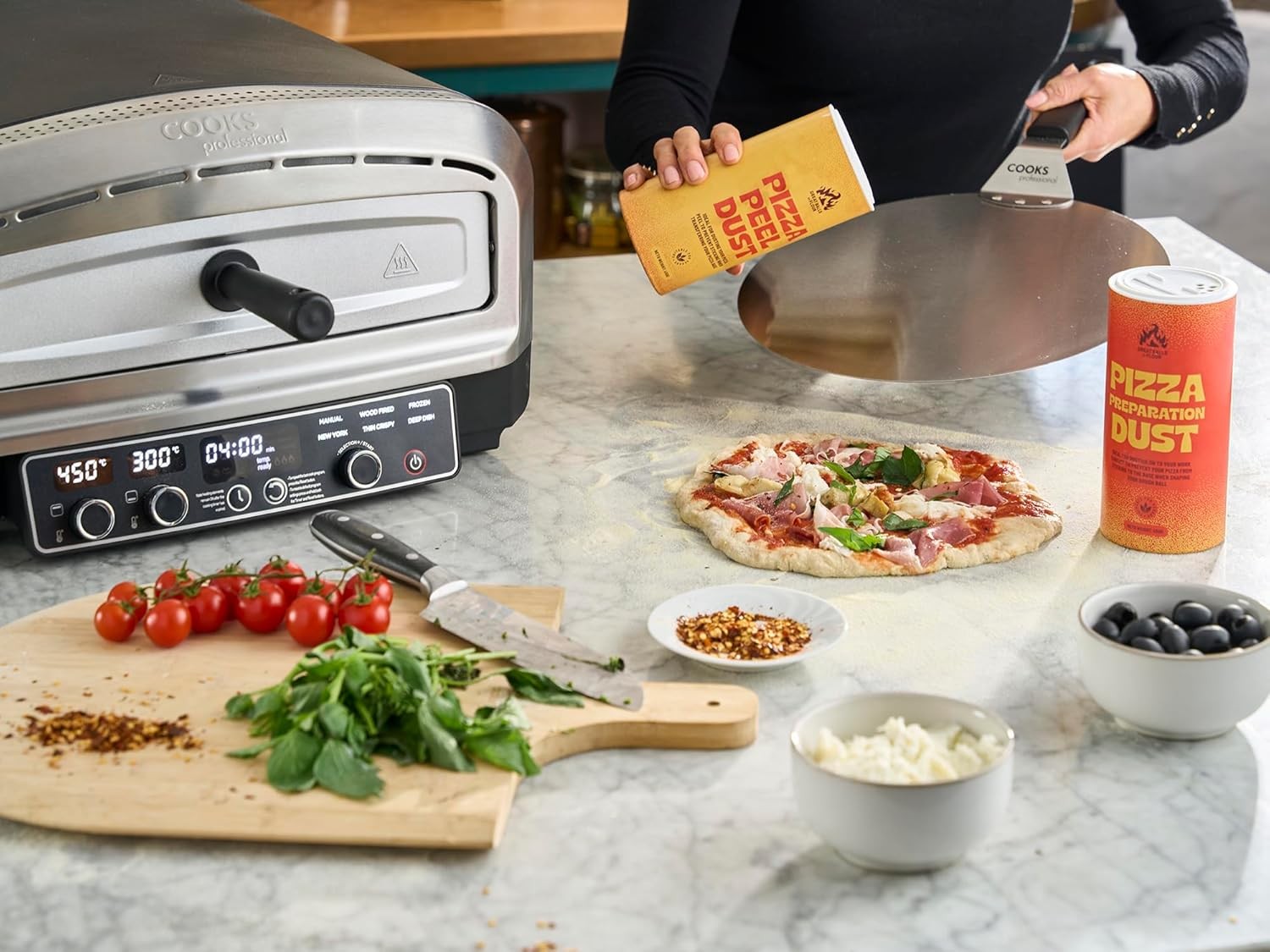 Electric Pizza Oven with Dual Heating & Peel | Indoor Outdoor Pizza Maker 450°C