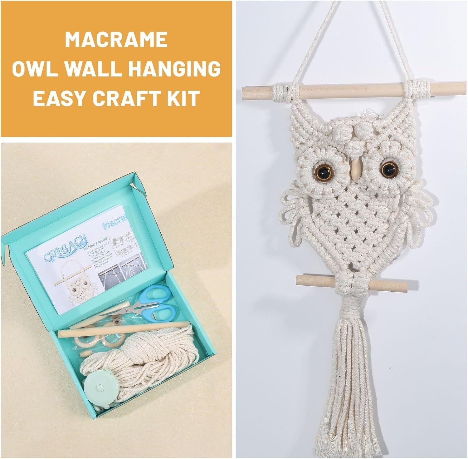 DIY Owl Macrame Wall Hanging Kit Handmade Boho Home Decor