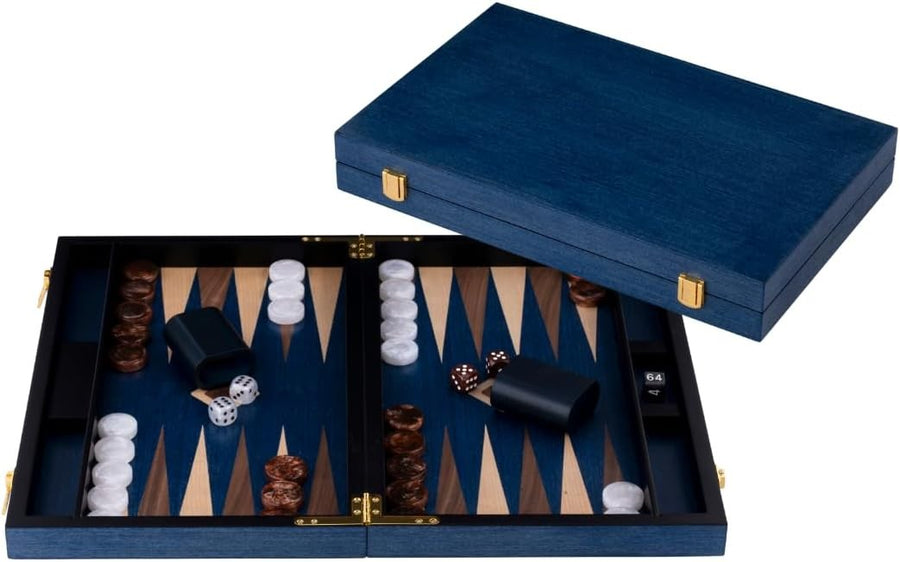 18” Luxury Burl Wood Backgammon Set Walnut Inlay Foldable Board Game