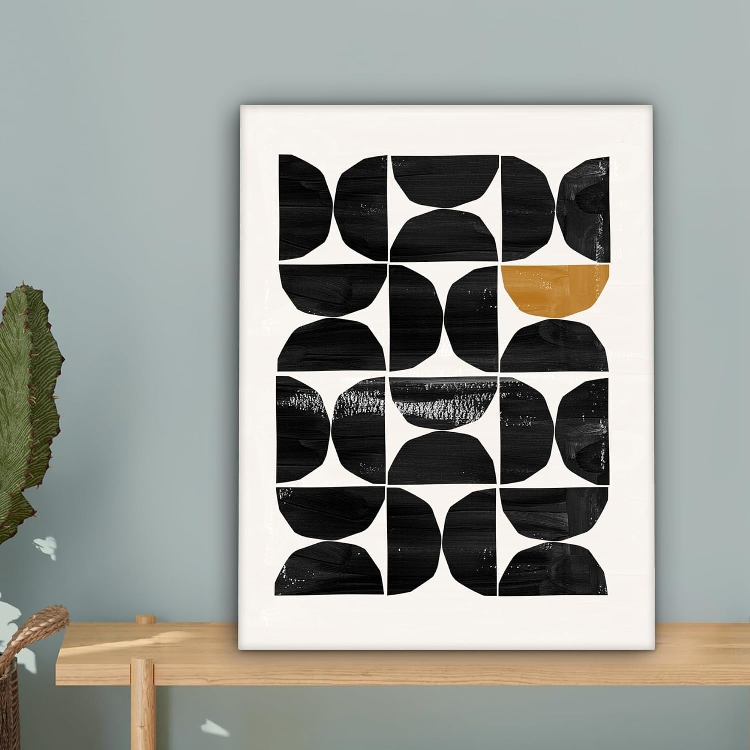 Abstract Canvas Wall Art 30x40cm Black Beige Modern Framed Print