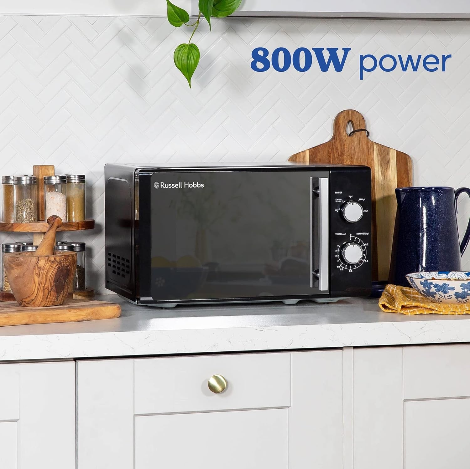 Black 20L Solo Manual Microwave 800W 5 Power Levels Timer