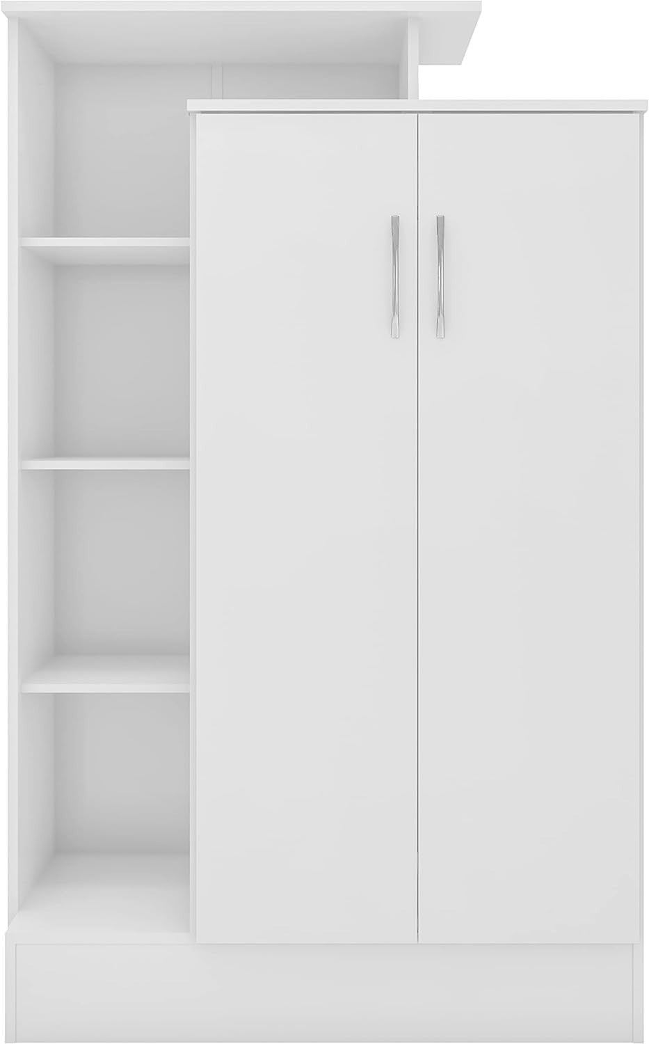 White Gloss Open Shelf Wardrobe 2 Doors Storage Cabinet Bedroom Unit