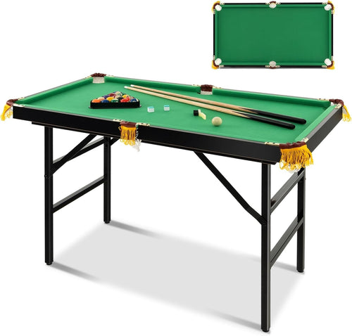 4FT Folding Pool Table Portable Billiards Set w Cues Balls Chalk