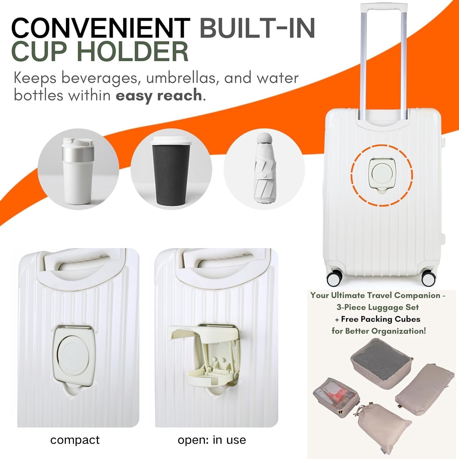 3pc Luggage Set Cabin Medium Large Hard Shell TSA Lock Spinner Suitcases