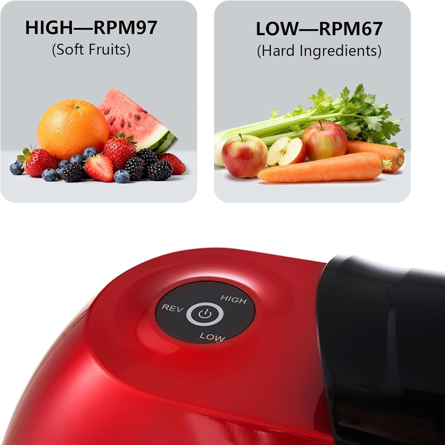 Cold Press Juicer BPA Free Slow Masticating 200W High Yield Red Quiet Touch