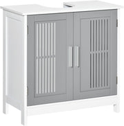 Grey Under Sink Bathroom Cabinet Storage Unit 2 Door Vanity Shelf 60x60cm
