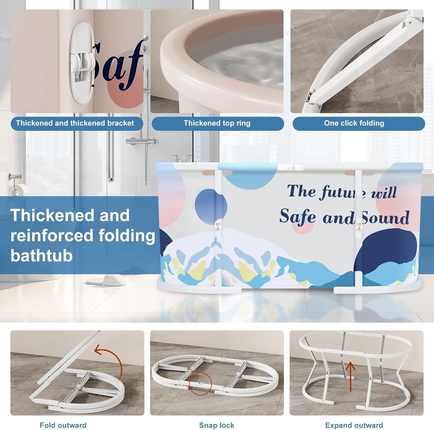 Portable 45" Foldable Bathtub Adult Family Spa Tub Freestanding