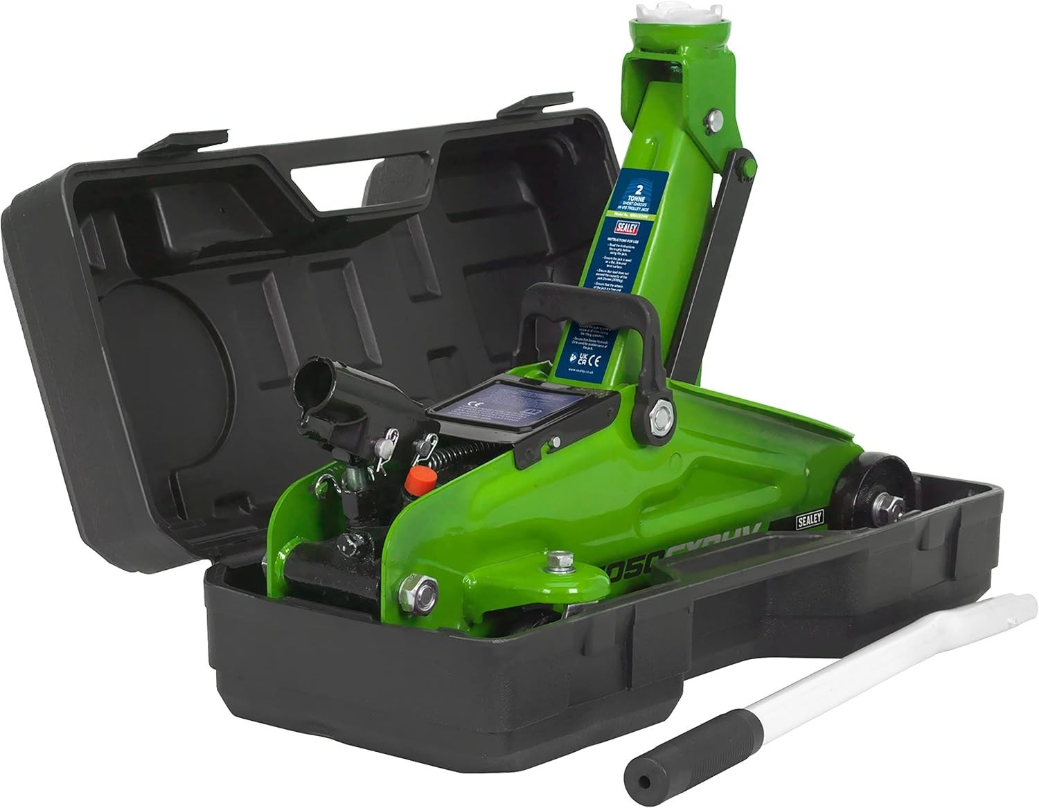 2 Ton Hi-Vis Hydraulic Trolley Jack 130–330mm Short Chassis w/ Case
