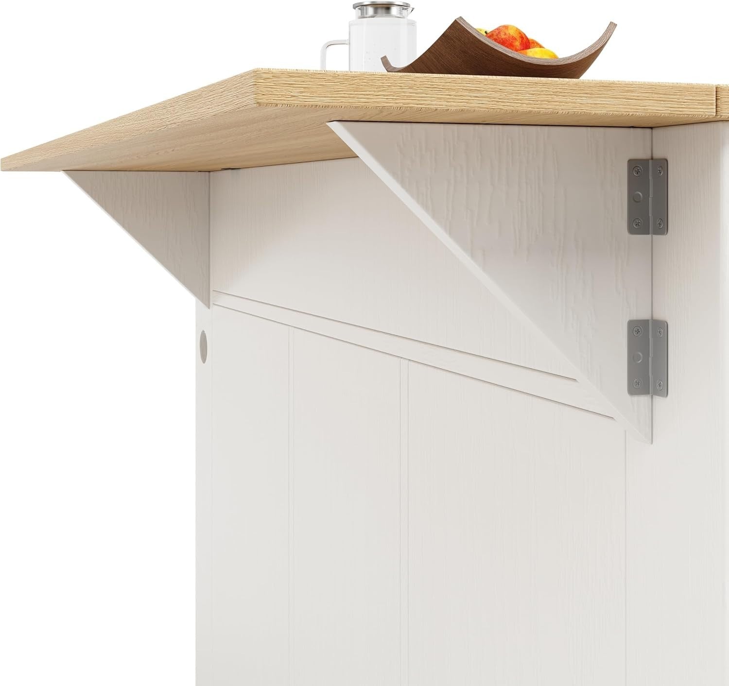 Kitchen Island Trolley with Drawers, Wine Rack & Power Strip, White 151.5x59.7x9
