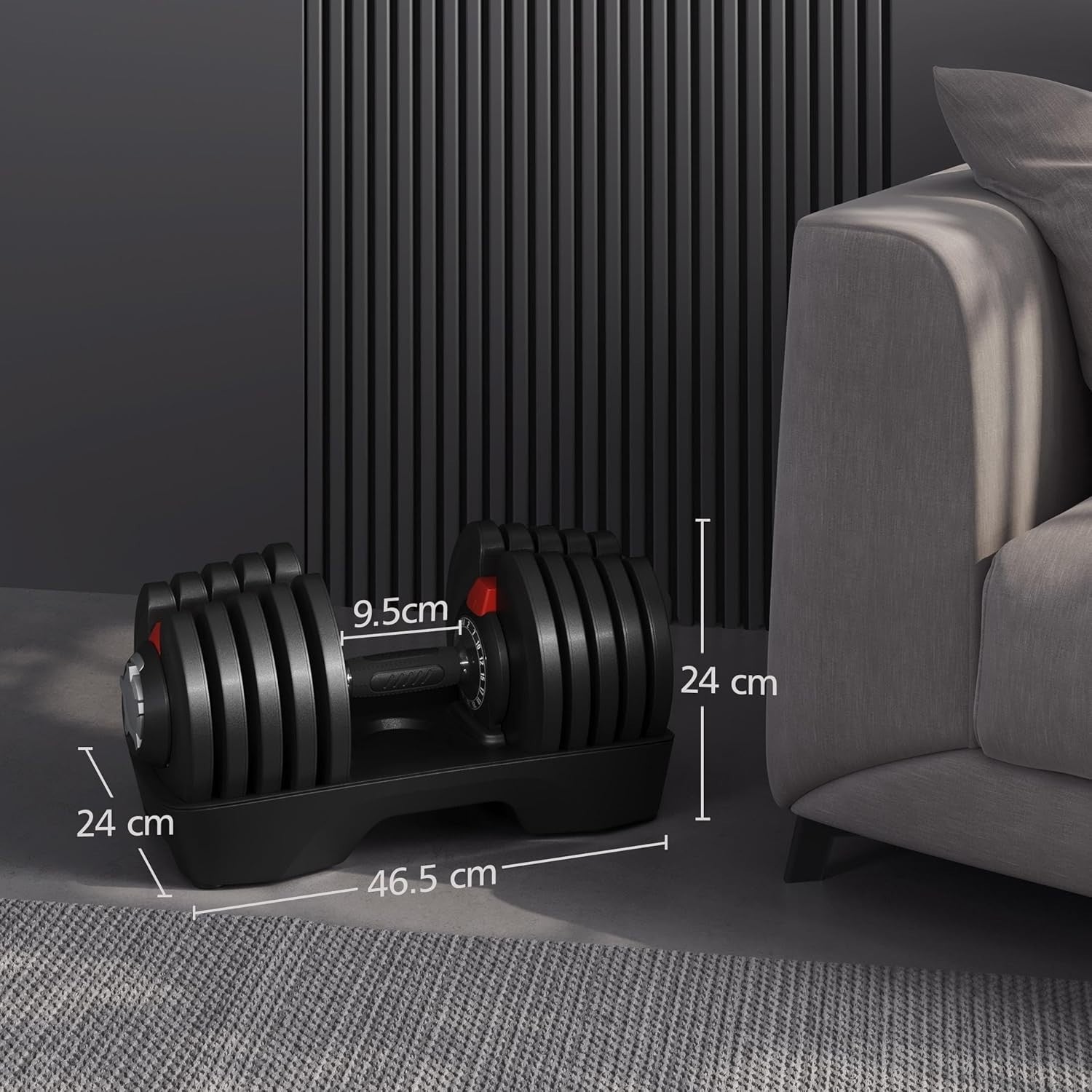 40kg Adjustable Dumbbell Pair 16-in-1 One-Hand Dial Space-Saving Gym