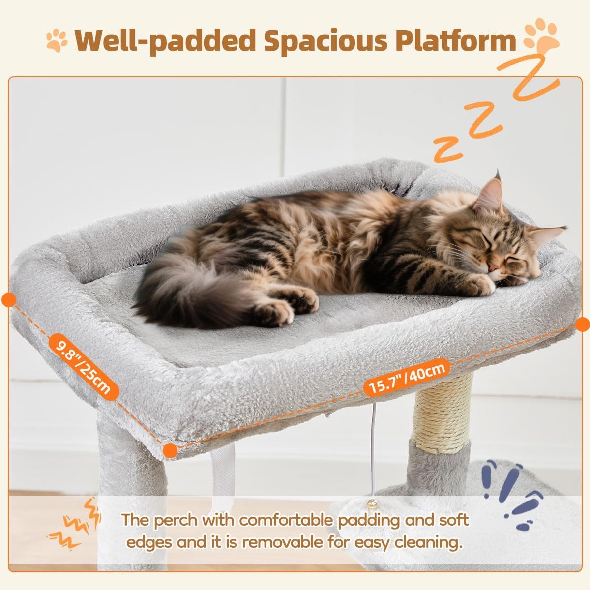 98cm Cat Tree Tower Indoor Scratching Post with Condo Hammock & Perch