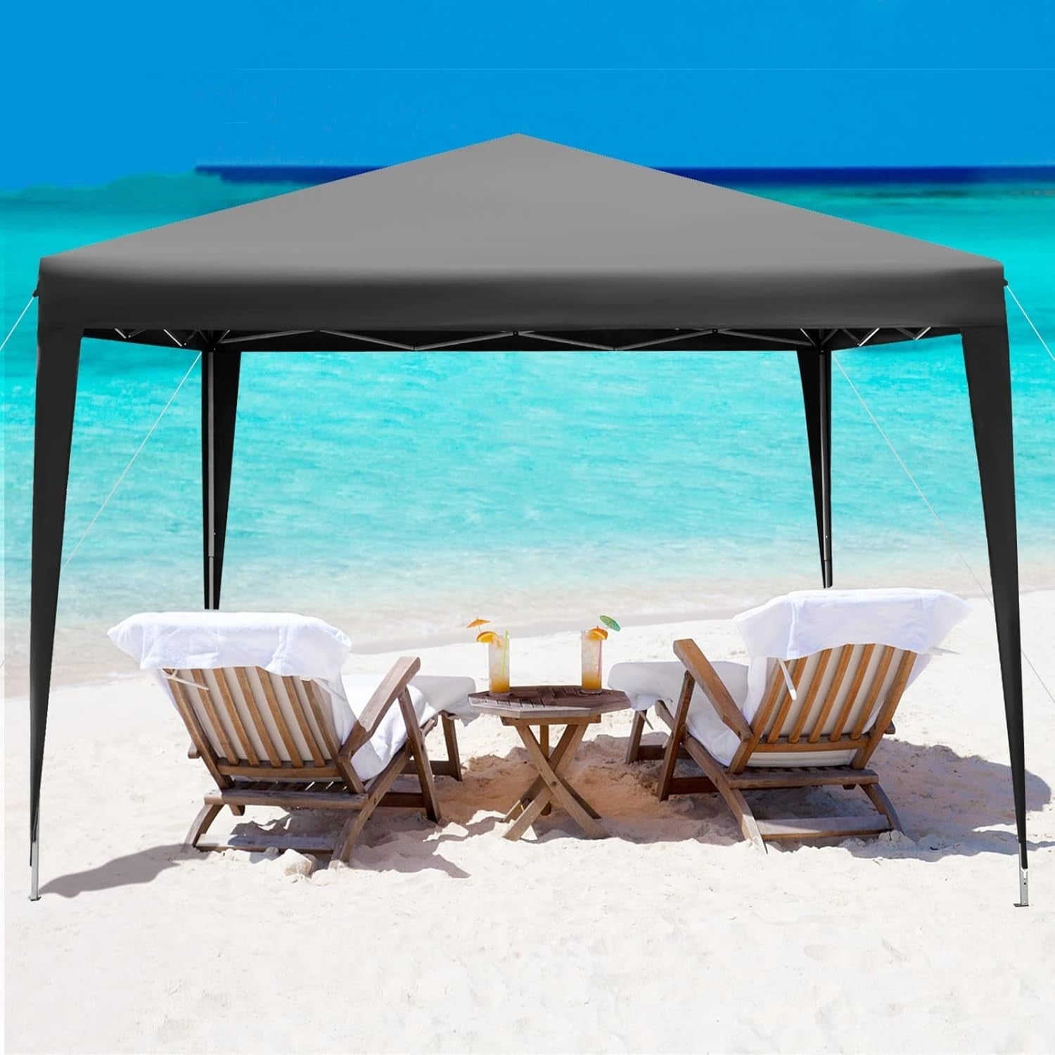 3x3m Pop Up Gazebo Adjustable Waterproof Outdoor Canopy w/ Roller Bag Grey