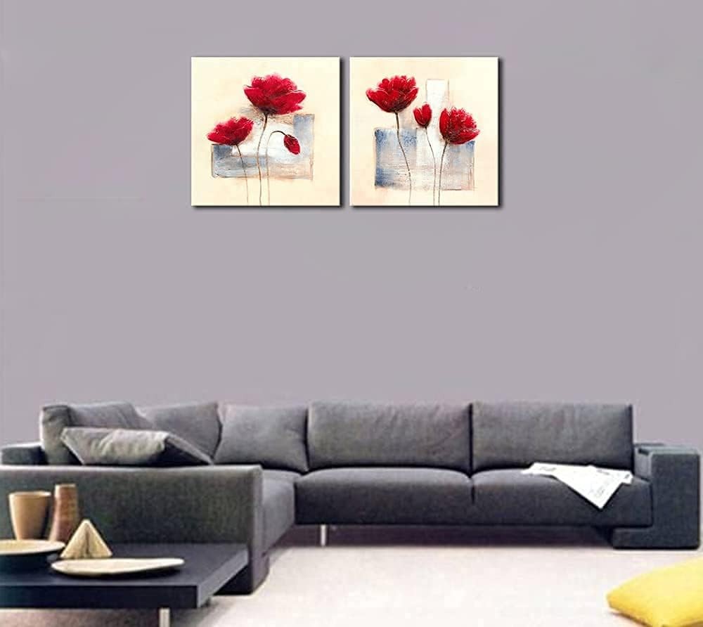 2‑Panel Abstract Floral Canvas Wall Art 12×12 in Each Modern Decor