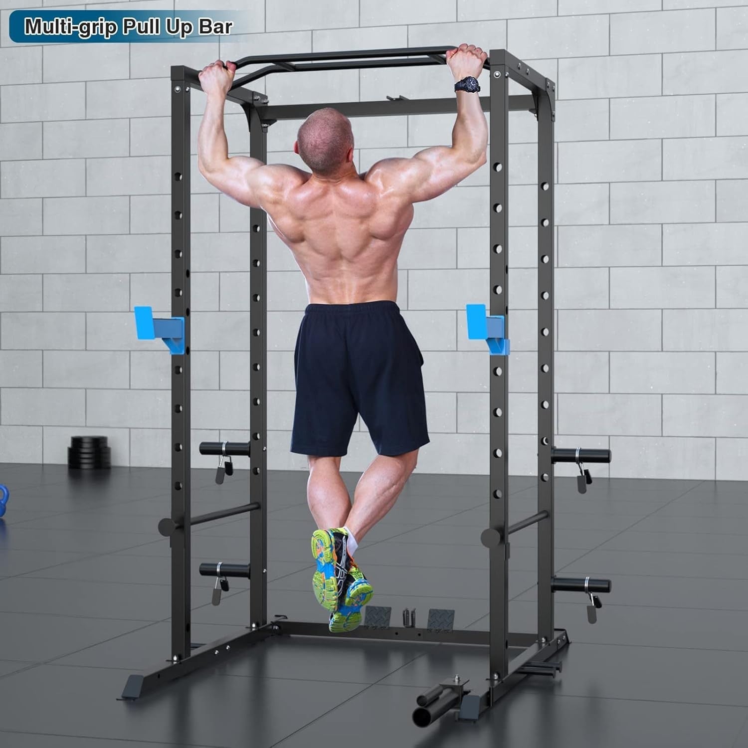 Heavy Duty Power Cage Squat Rack 1000lb Home Gym Carbon Steel Black