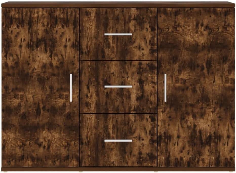 Modern Wood Sideboard Cabinet Storage Unit 2 Door 3 Drawer Smoked Oak