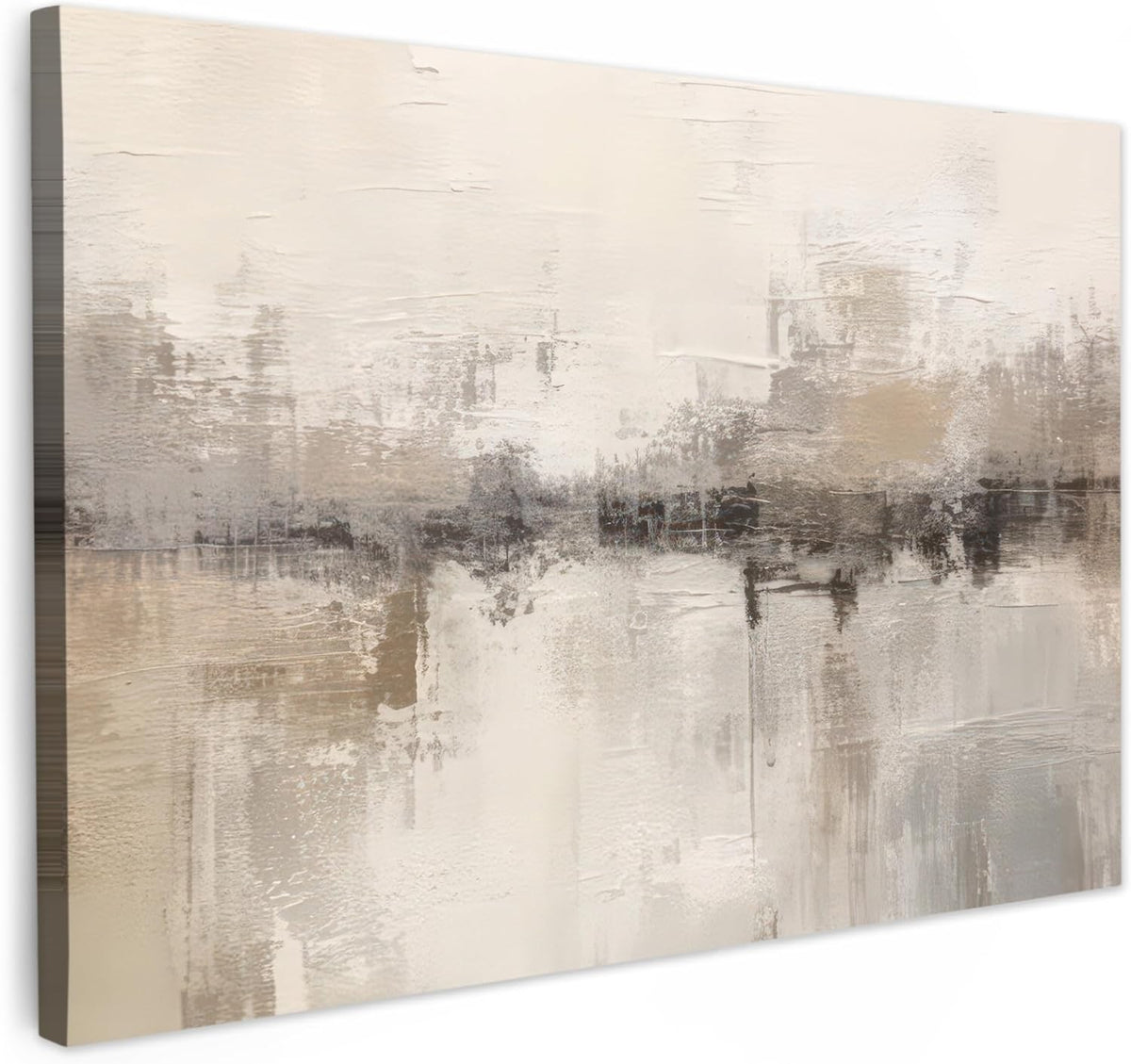 Abstract Beige Canvas Wall Art 60x40cm Framed Modern Decor