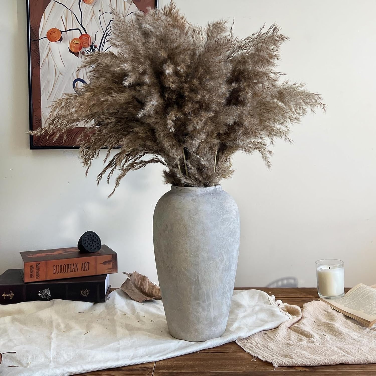 Large Rustic Ceramic Vase 12in Farmhouse Home Decor Floor Pottery