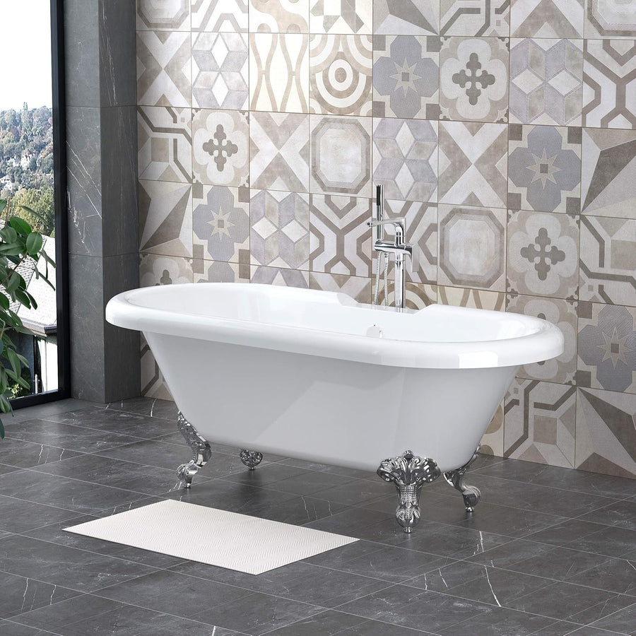 1700x750mm Traditional Freestanding Top Bath Acrylic Chrome Claw Feet