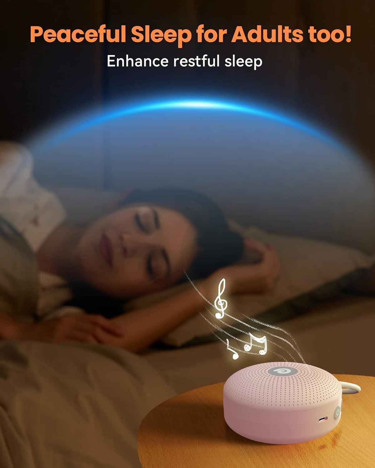 Portable Pink Noise Machine for Baby & Adults – 21 Soothing Sounds, Timer, Rech
