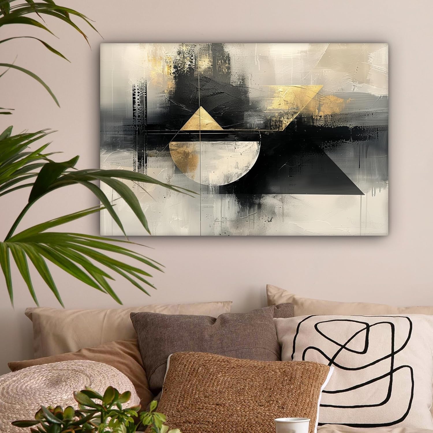 Abstract Gold Black Canvas Wall Art 60x40cm Framed Luxury