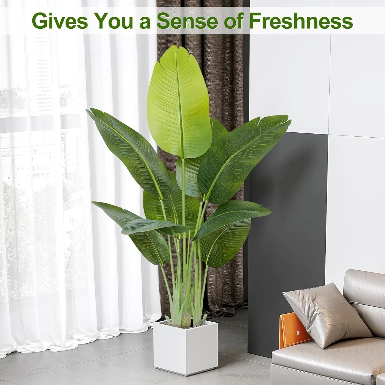 Set of 2 Bird of Paradise Plants 120cm Lifelike Indoor Potted Tropical Banana