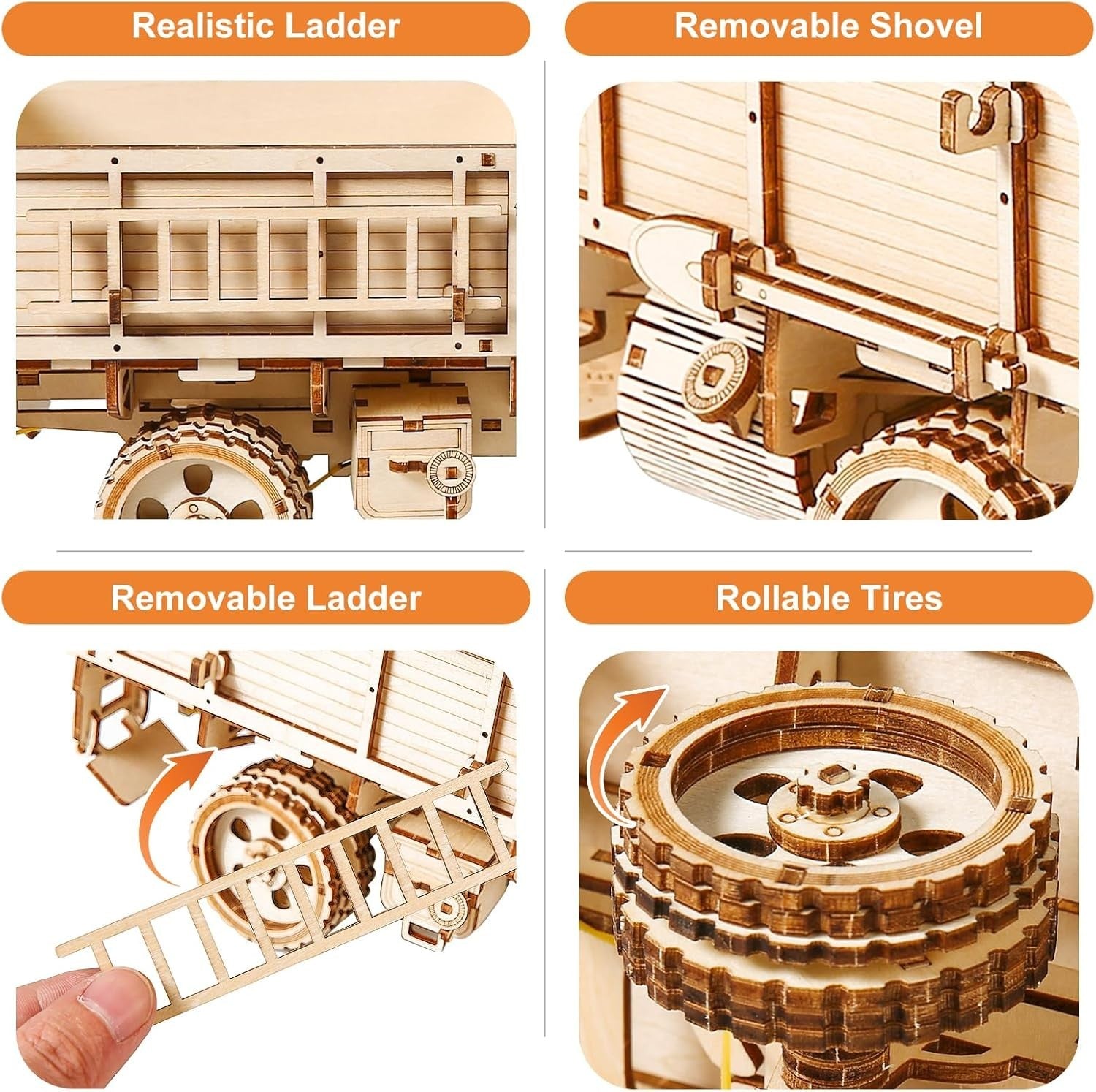 3D Wooden Vintage Truck Puzzle DIY Mechanical Model Kit 264PCS Adult