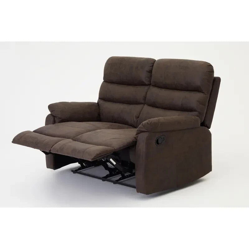 2 Seater Recliner Sofa Manual Air Leather Padded Brown Lounge Chair