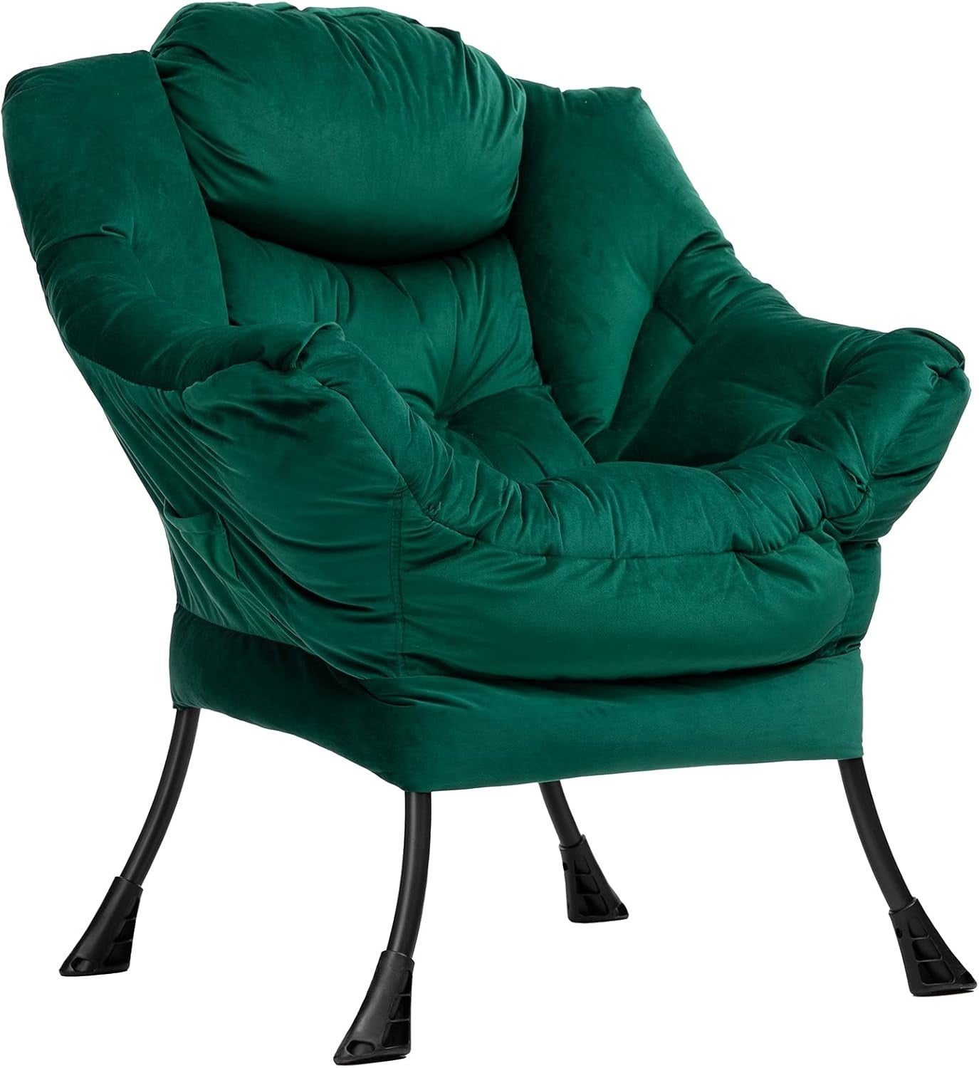 Green Velvet Accent Armchair Wingback Comfy Lounge Chair Bedroom Reading