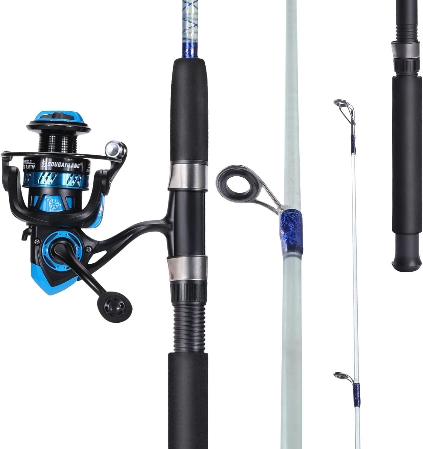 Spinning Fishing Rod Reel Combo Travel Set 2-Piece Graphite Glass Rod