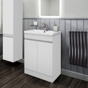 600mm Matt White Floor Standing Vanity Unit with Basin 2 Door Sink Cabinet