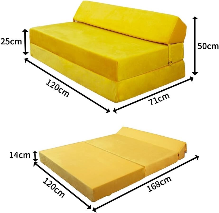 Premium Velvet Fold-Out Sofa Bed | Double Z Bed Mattress | Soft Plush Comfort