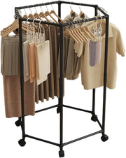 Hexagonal Clothes Drying Rack Rolling Garment Rail Space Saving Indoor Outdoor