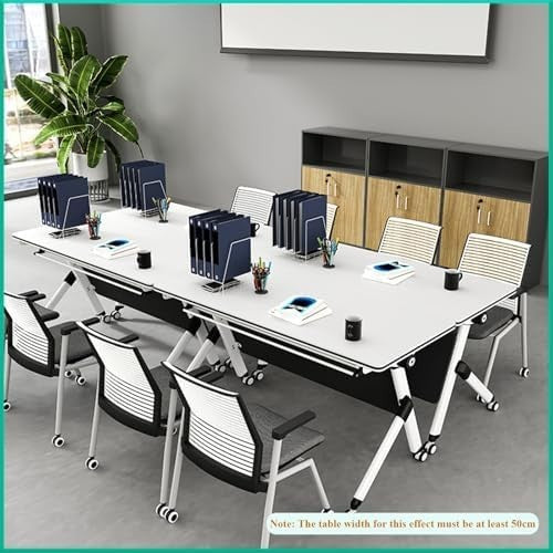 160x60cm Folding Conference Table on Wheels – Mobile Office Desk w/ Shelf