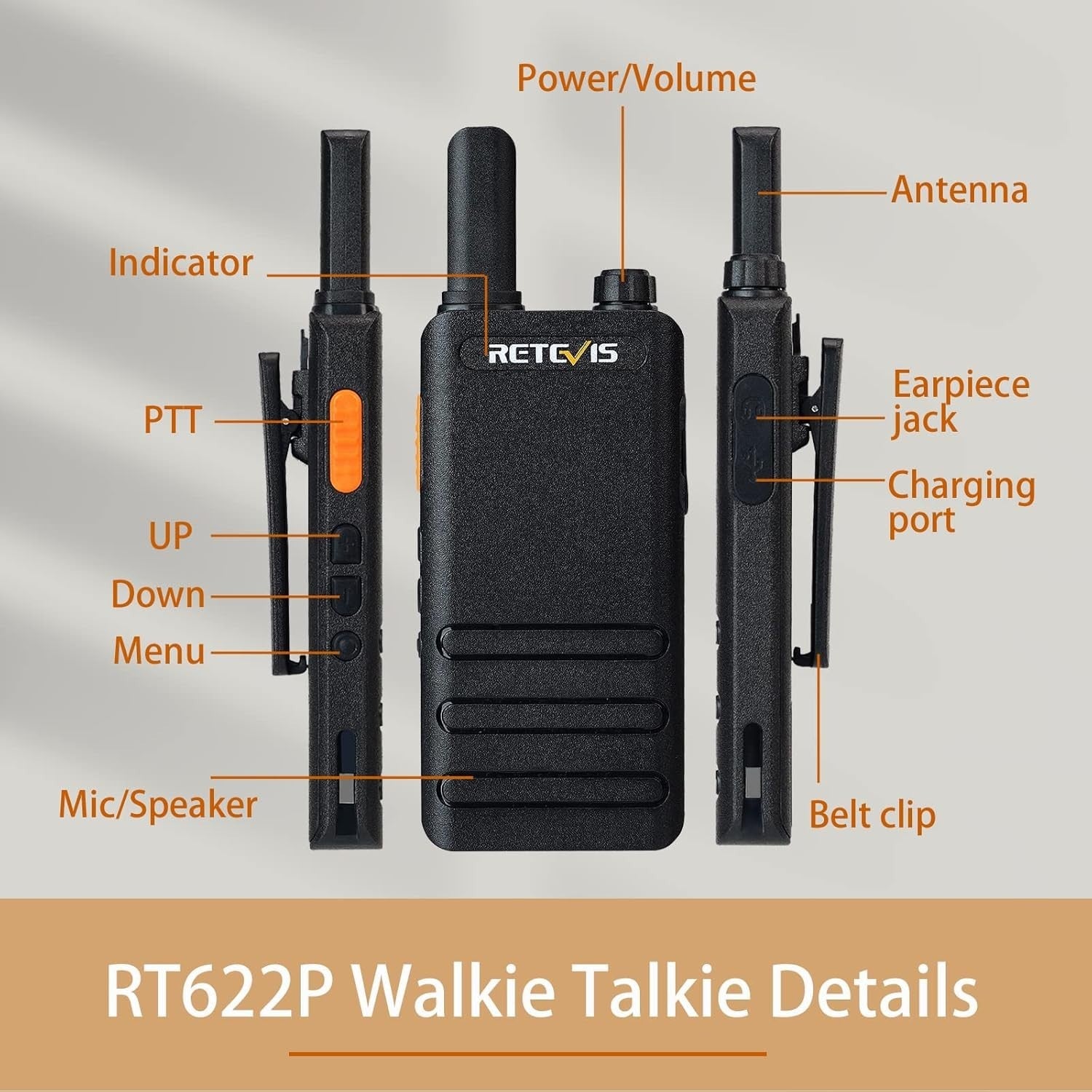 PMR446 Walkie Talkie 2 Pack USB-C Rechargeable VOX Headset 3km Range