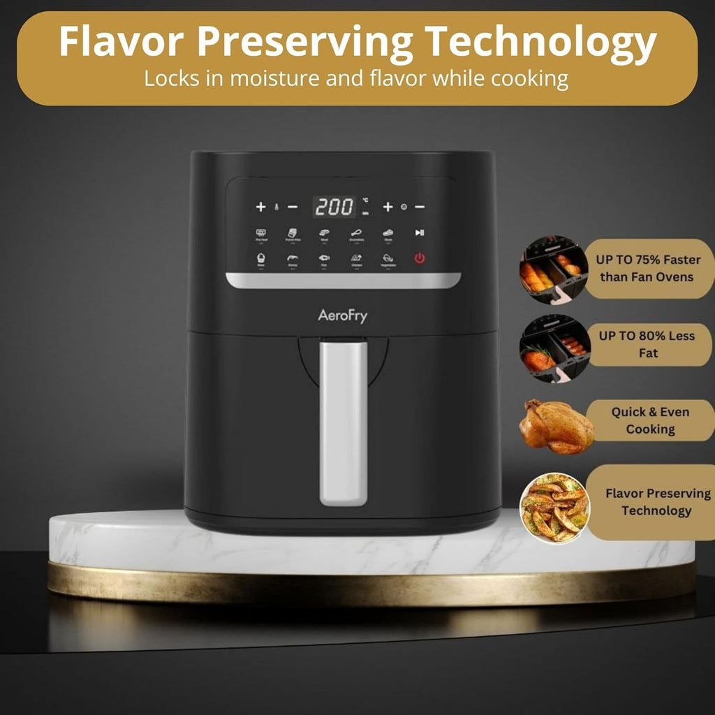 4.5L Digital Air Fryer Oil-Free Cooker Timer 10 Presets Non Stick Basket