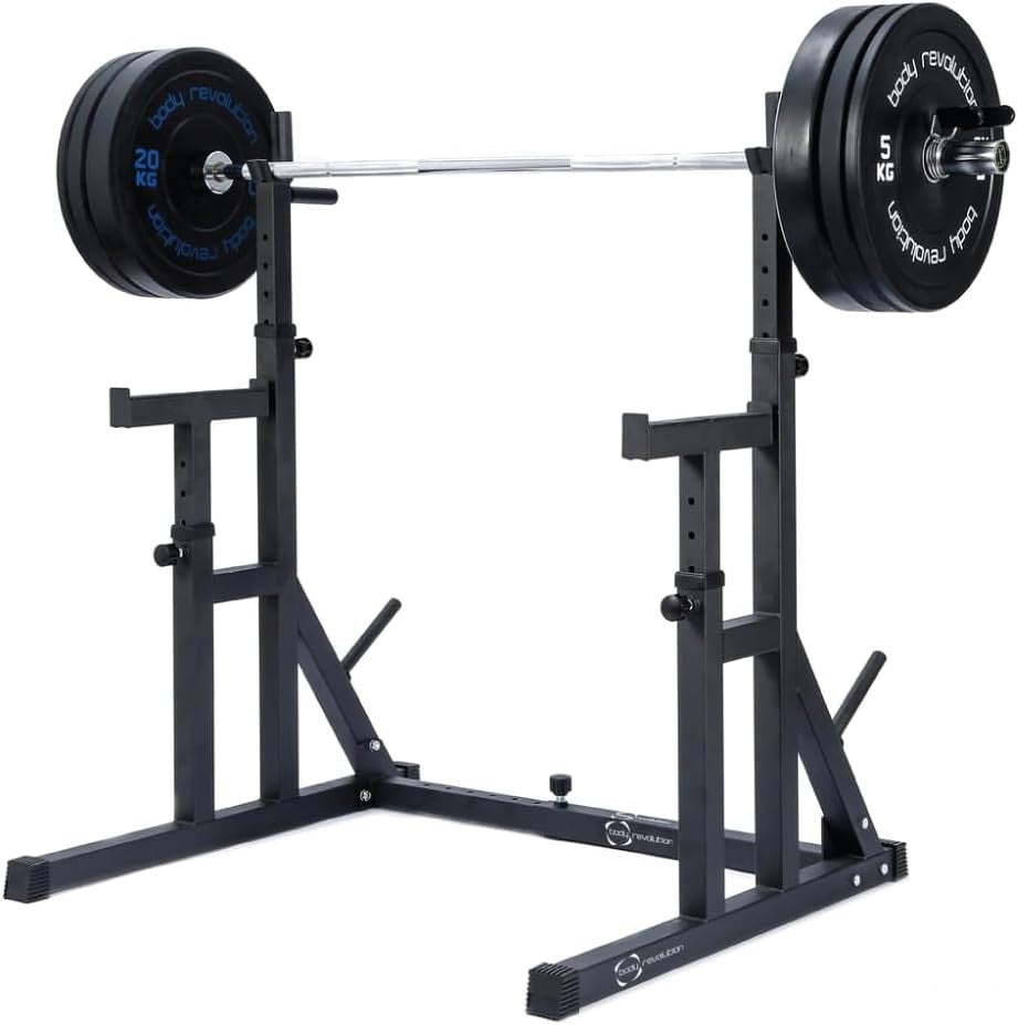 Adjustable Squat Rack with Dip Bars & Weight Plate Storage, Heavy Duty