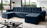 Navy U Shape Sofa Bed with Storage – Space Saving Corner Couch Sleeper