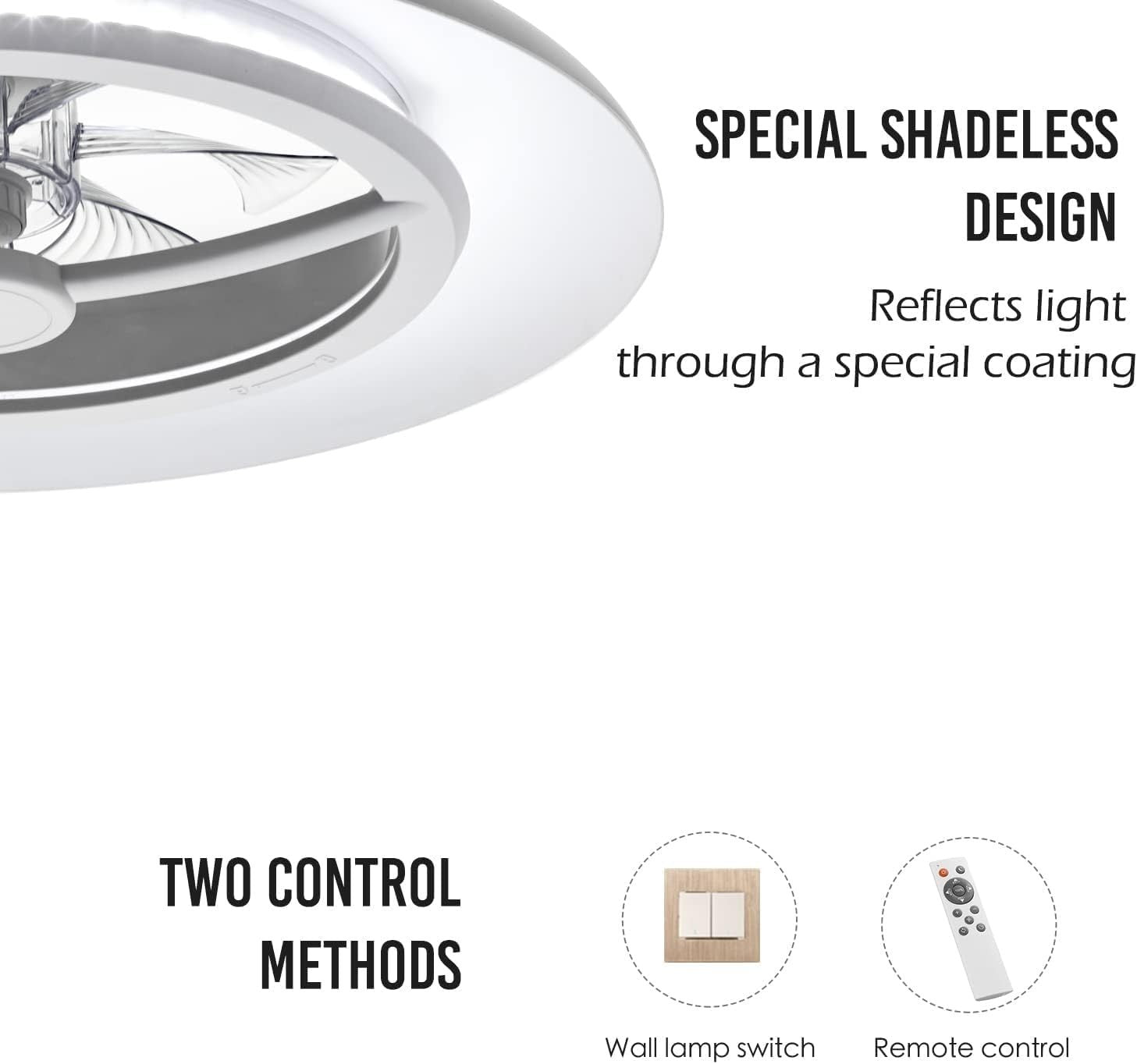 55CM Smart LED Ceiling Fan Light, Stepless Speed & Dimming, White Satin